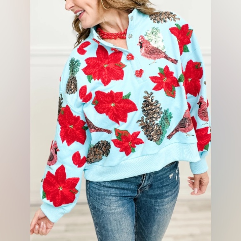 Queen of Sparkles Winter Henley - NWT - L